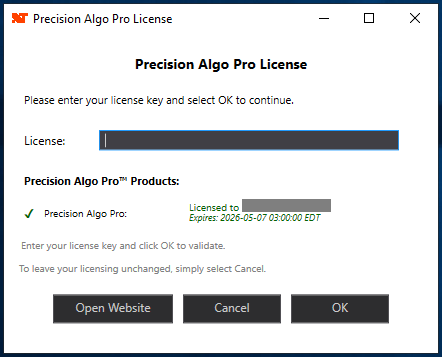 Precision Algo Pro License Activation